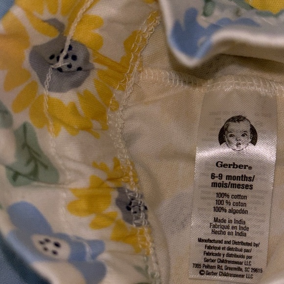 NWT Gerber girl 3 piece set 6-9 month 16-20lbs baby blue sunflower headband - Picture 5 of 5
